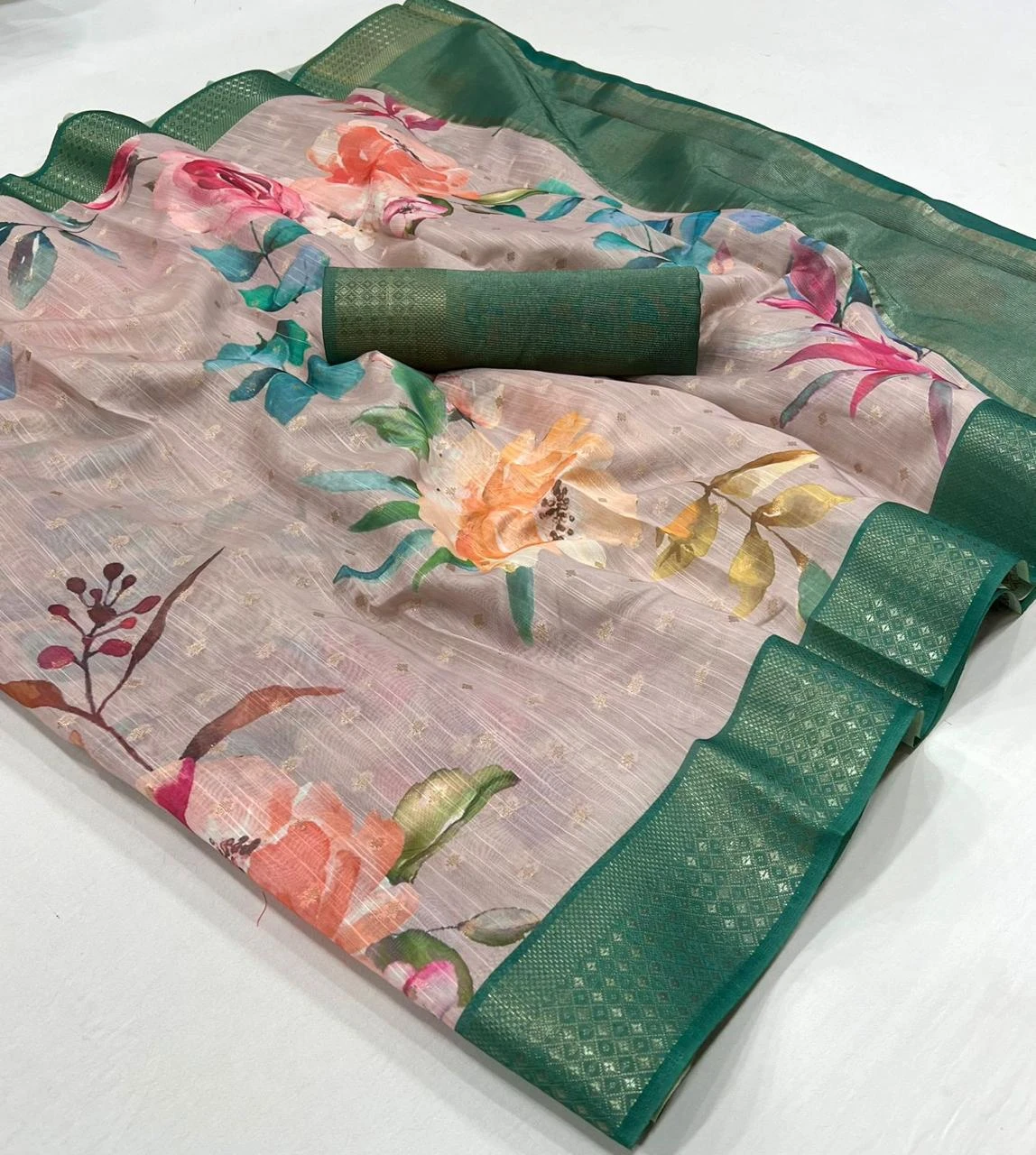 Rajtex Kaffyn Printed Handwoven Linen Wholesale Fancy Sarees Catalog — Wholesale Sarees, rajtex wholesale from Surat - Gallery Image 3